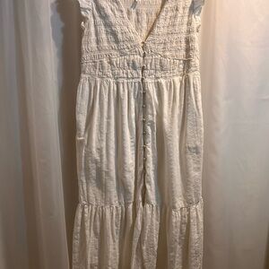 Anthropology cottage core Button-Down white Maxi Dress